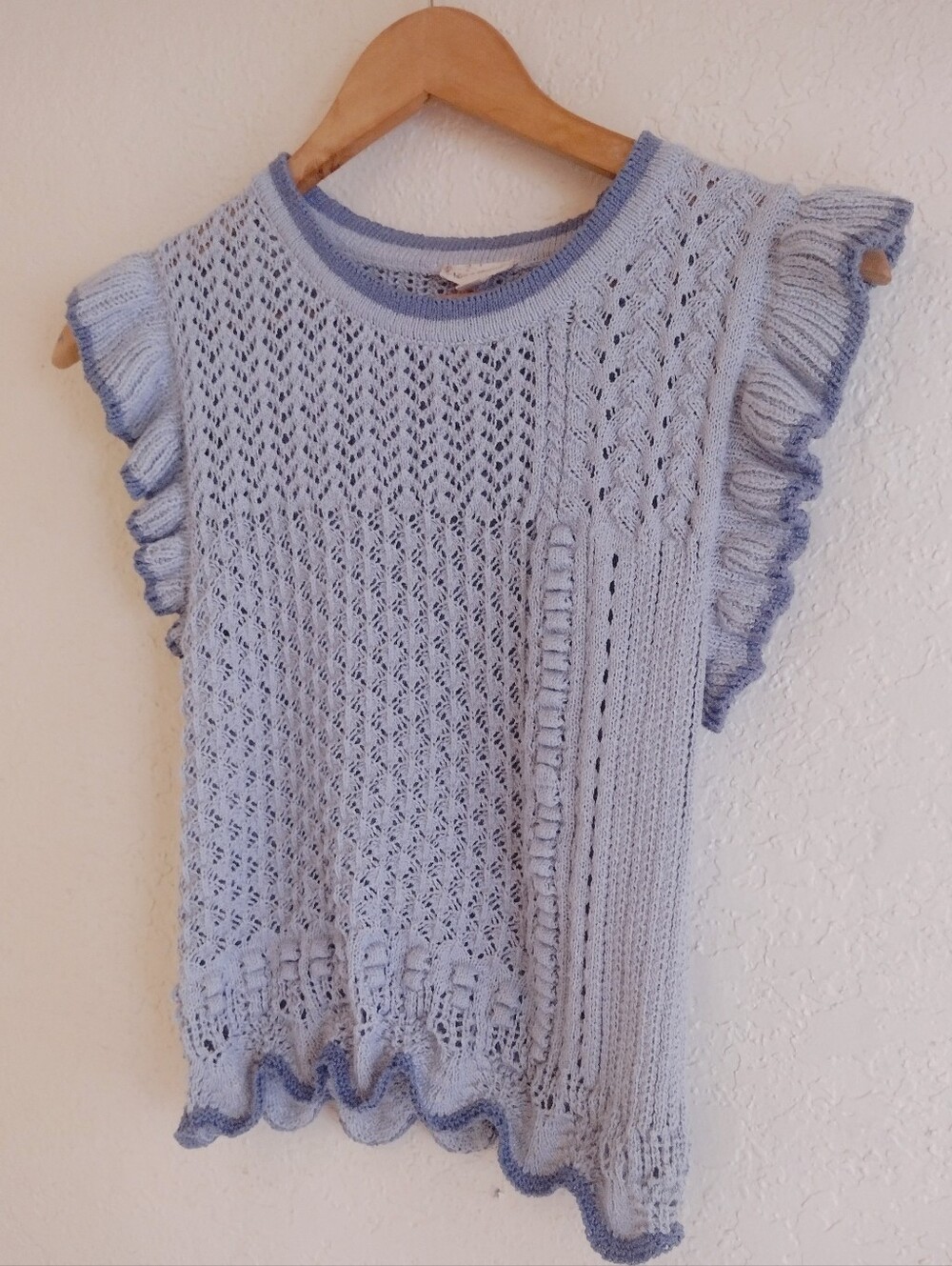 Hem & Thread Light Blue Knit Ruffle Sleeve Tank - Picture 4 of 6